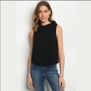 Black Sleeveless Top/Blouse with Bow - NWT